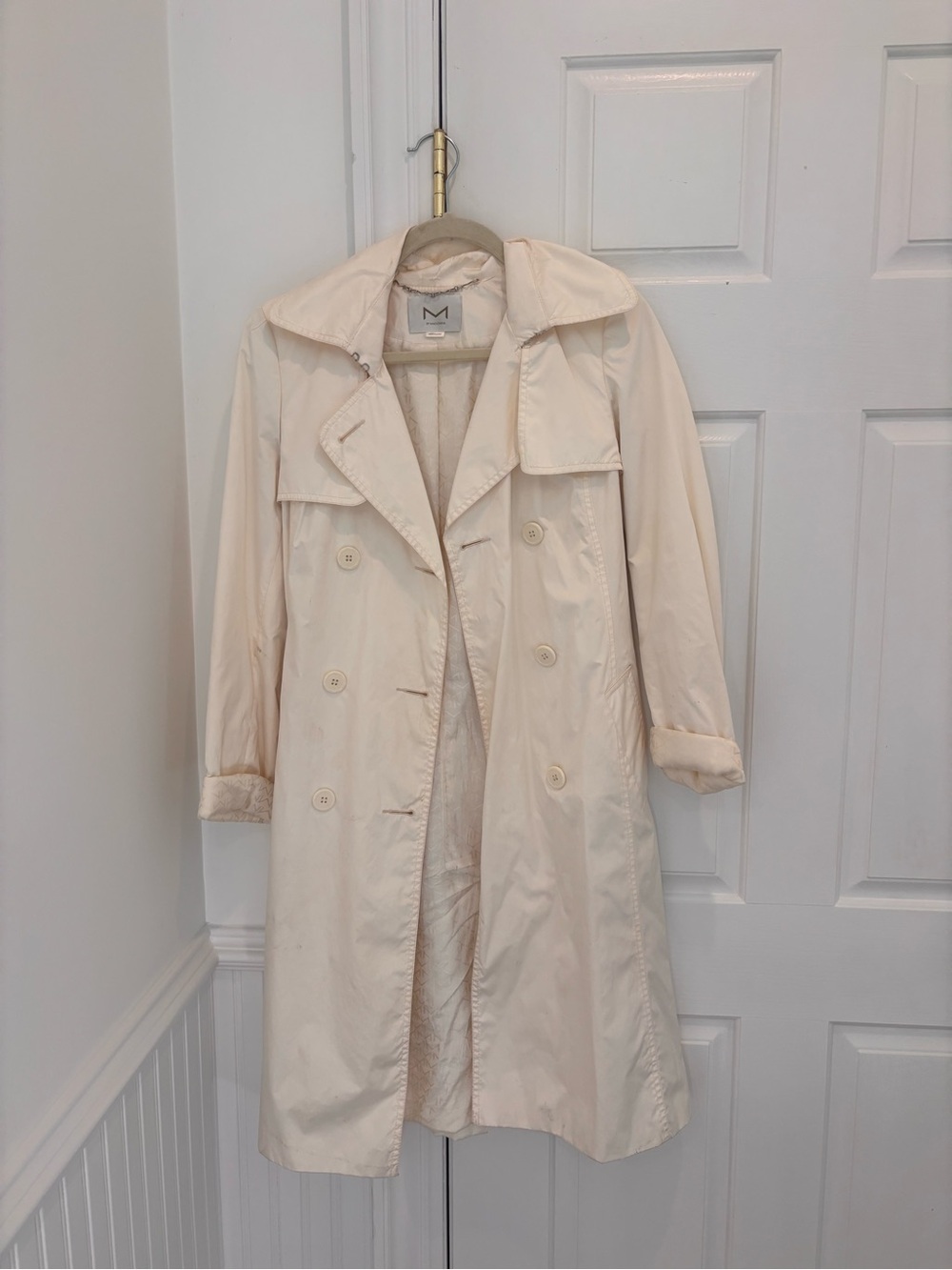 Light Cream Double-Breasted Trench Coat